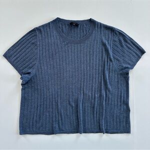 J.Crew Silk-blend Cropped T-shirt in Heather Seacoast | 2X | EUC
